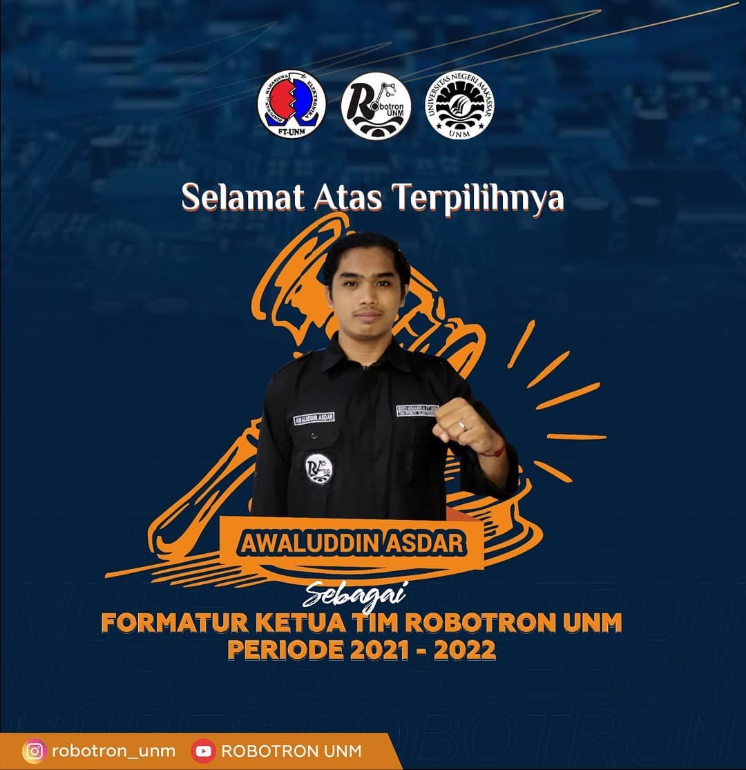 Awaluddin Asdar, Formatur Robotron Ketua Tim UNM Periode 2021-2022. (Foto: Ist).