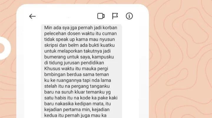 Tangkapan layar, curhatan korban pelecehan seksual di FIP UNM.