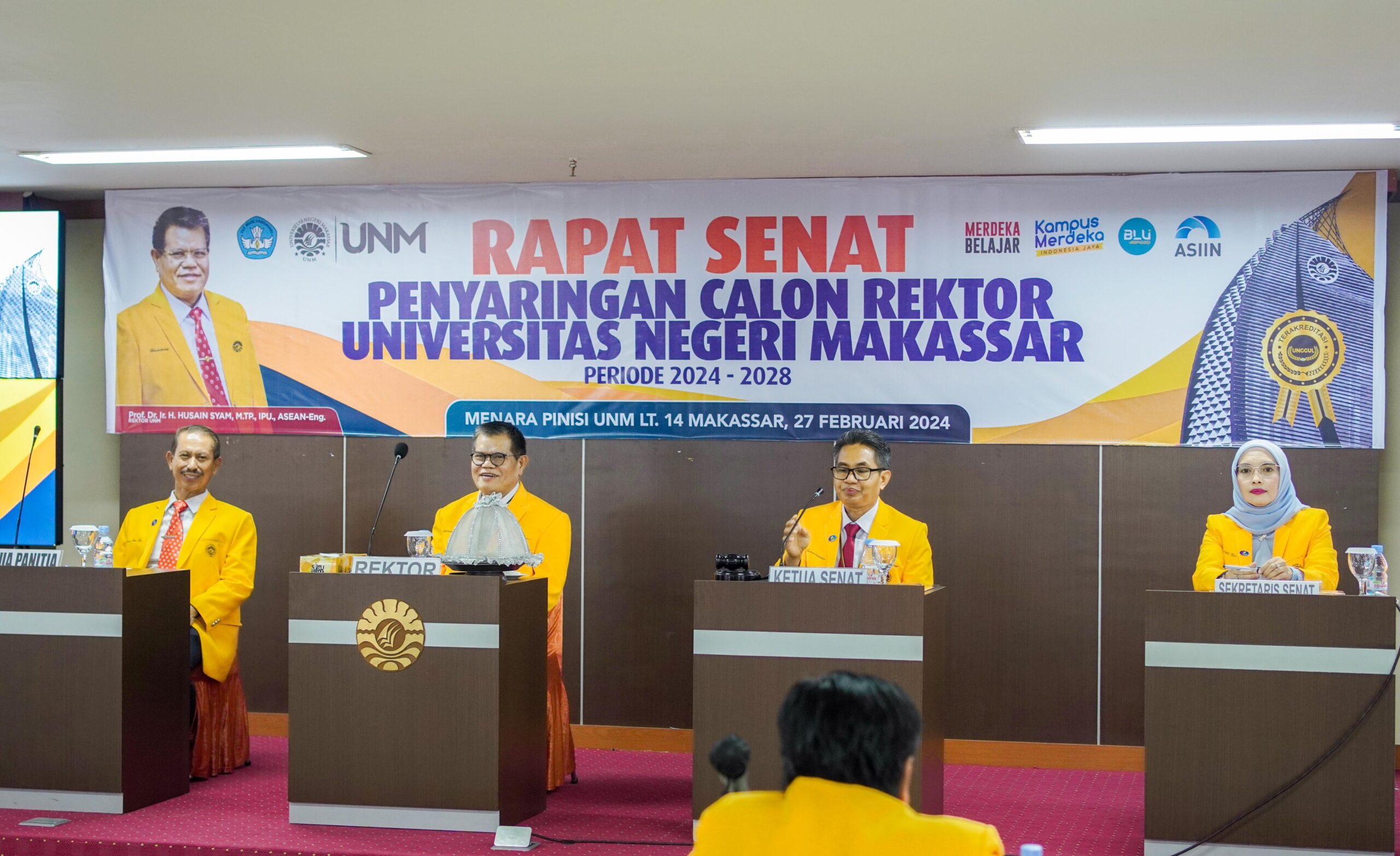 Potret saat proses penyaringan calon rektor Universitas Negeri Makassar pada di lantai 14 Menara Pinisi pada 27 Februari lalu, (Foto: Ist.)