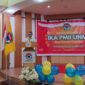 Husain Syam saat menyampaikan sambutan dalam acara pengukuhan IKA PMII UNM, (Foto: Yusri Saputra.)