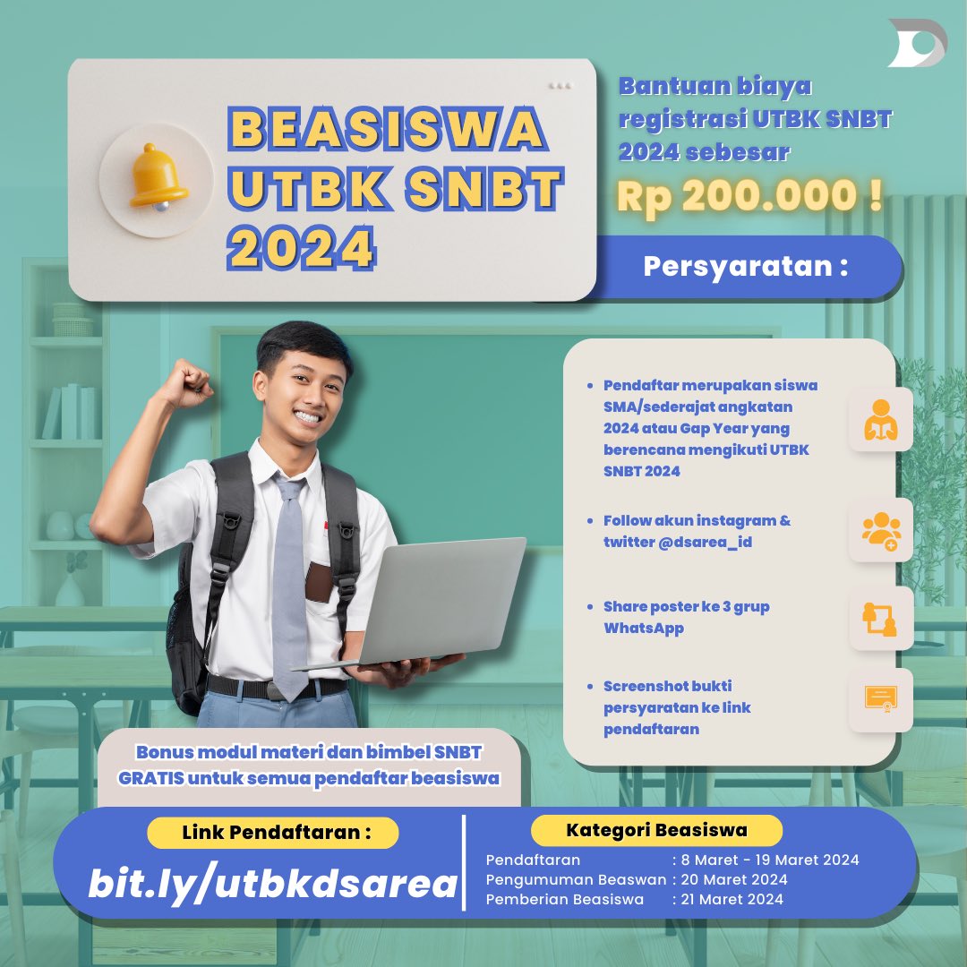 Poster beasiswa UTBK SNBT 2024, (Foto: Int.)