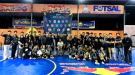 Foto bersama setelah kemenangan tim futsal Teknik Elektro UNM, (Foto: Ist.)