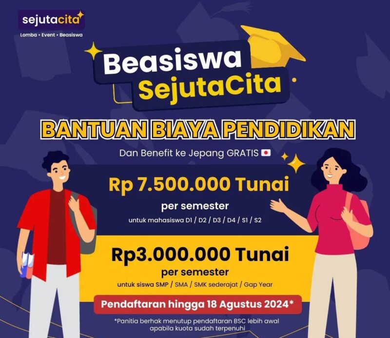 Pamflet Pendaftaran Beasiswa SejutaCita, (Foto:Int.)