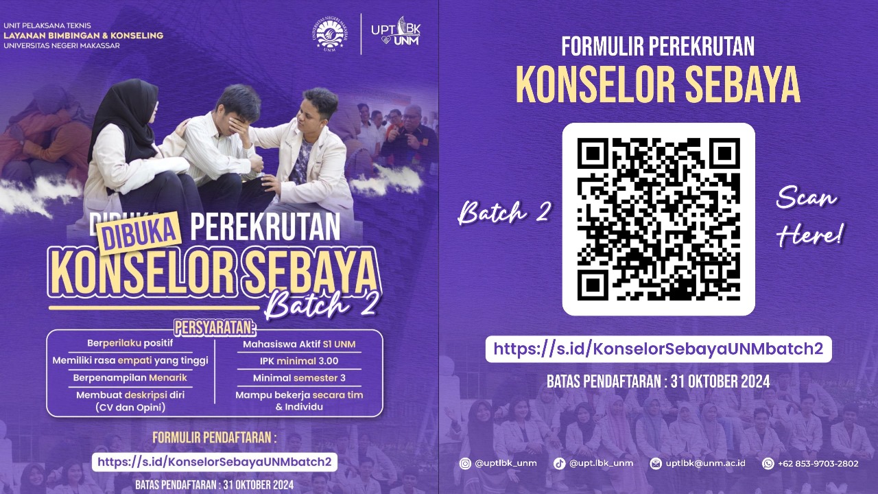 Flayer Perekrutan Konselor Sebaya Batch Dua, (Foto: Ist.)