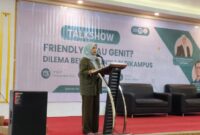 Sambutan Kepala Laboratorium Teknologi Pendidikan pada acara Talkshow Komunikasi Organisasi Pendidikan (Foto: Angnis Arimayanti)