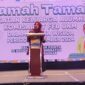 Potret Aslinda pada saat sambutan ramah tamah Fakultas Ekonomi dan Bisnis, (Foto: Ibnu Qayyum Abdullah.)