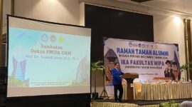Potret Dekan FMIPA Dalam Sambutannya Pada Kegiatan Ramah Tamah, (Foto: Ficka Aulia Khaerunnisa.)
