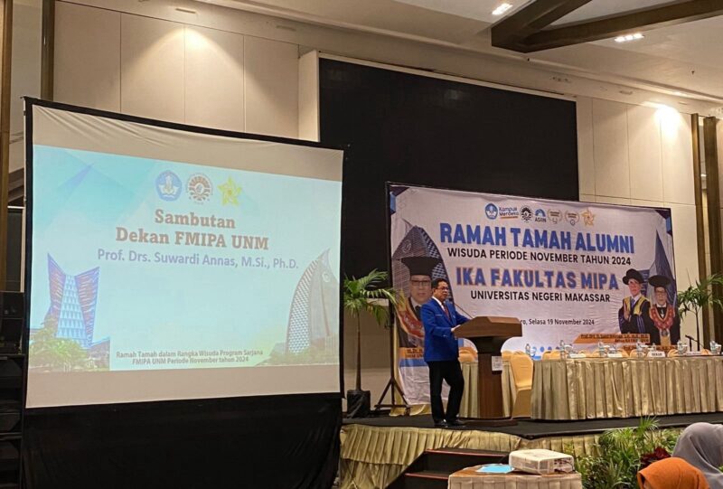 Potret Dekan FMIPA Dalam Sambutannya Pada Kegiatan Ramah Tamah, (Foto: Ficka Aulia Khaerunnisa.)