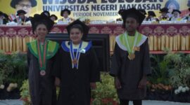 Potret tiga wisudawan yang diberikan peluang magister di UNM dengan subsidi UKT 50% dan bebas tes masuk, (Sumber: Ist.)