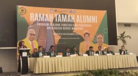 Sambutan WR1 pada acara Ramah Tamah Alumni FIP UNM Periode November, (Foto: Silmi Hafizat.)