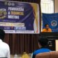 Sambutan pembina UKM Olahraga sekaligus membuka event badminton UNM Cup 2024 se-Sulsel, (Foto: Rahmadani.)