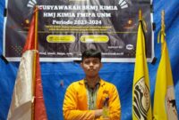 Potret Farhan setelah terpilih sebagai Pimpinan Umum Analisis HMJ Kimia, ( Foto:Ist.)