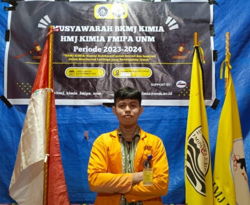 Potret Farhan setelah terpilih sebagai Pimpinan Umum Analisis HMJ Kimia, ( Foto:Ist.)
