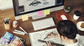 Ilustrasi seseorang membuat desain logo, (Foto: Ist.)