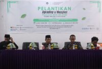 Suasana kegiatan Pelantikan, Upgrading, dan Musyawarah Kerja Pusdamm BEM FBS UNM bertemakan ‘Revitalisasi Peran Mahasiswa Muslim, dari Kampus untuk Perubahan Umat’, (Foto: Hafid Budiawan)