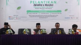 Suasana kegiatan Pelantikan, Upgrading, dan Musyawarah Kerja Pusdamm BEM FBS UNM bertemakan ‘Revitalisasi Peran Mahasiswa Muslim, dari Kampus untuk Perubahan Umat’, (Foto: Hafid Budiawan)
