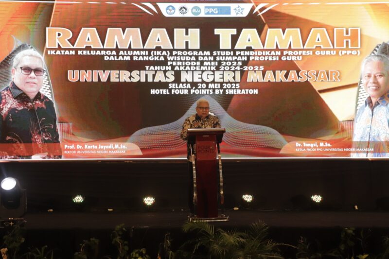 Rektor UNM dalam Sambutannya di Ramah Tamah PPG UNM, (Foto: Ist.)