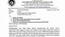 Surat Edaran Pengumuman Proposal PKM yang Lolos Seleksi Internal 240 Mahasiswa (Foto: Int) 