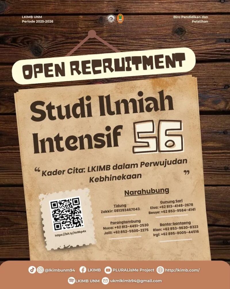 Grafis Open Recruitment Studi Ilmiah Intensif, (Foto: Int.)