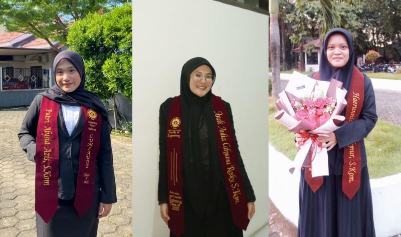 Potret Tiga Mahasiswi yang Berhasil Publikasi Artikel Jurnal, (Foto: Ist)
