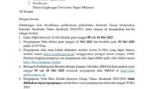 Surat Edaran Resmi Jadwal Penginputan Nilai Semester Genap (Foto: Int)