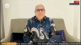 Potret Rektor UNM sedang melakukan pidato melalui zoom, (Foto: Int.)