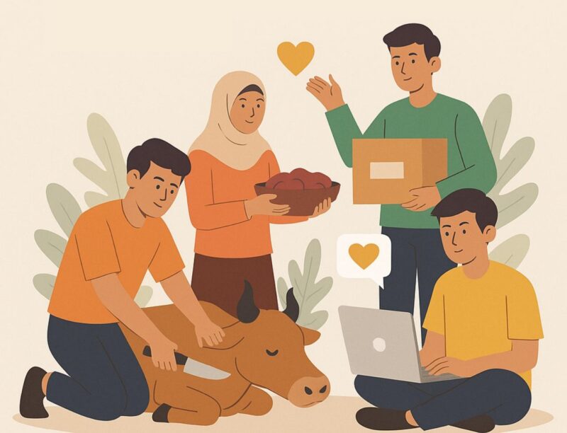 Ilustrasi kolaborasi generasi muda dalam qurban, (Foto: Int.)