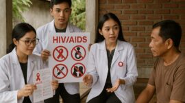 Ilustrasi Mahasiswa edukasi HIV/AIDS, (Foto: AI)