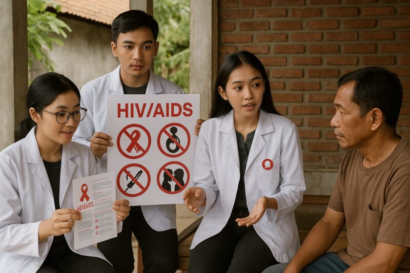 Ilustrasi Mahasiswa edukasi HIV/AIDS, (Foto: AI)
