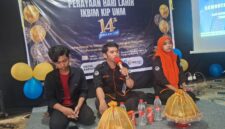 Sambutan dari Ketua Umum IKBIM KIP UNM Yudistiawan pada Pembukaan HARLAH Ke-14 (Foto: Humas IKBIM KIP UNM)