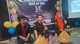 Sambutan dari Ketua Umum IKBIM KIP UNM Yudistiawan pada Pembukaan HARLAH Ke-14 (Foto: Humas IKBIM KIP UNM)