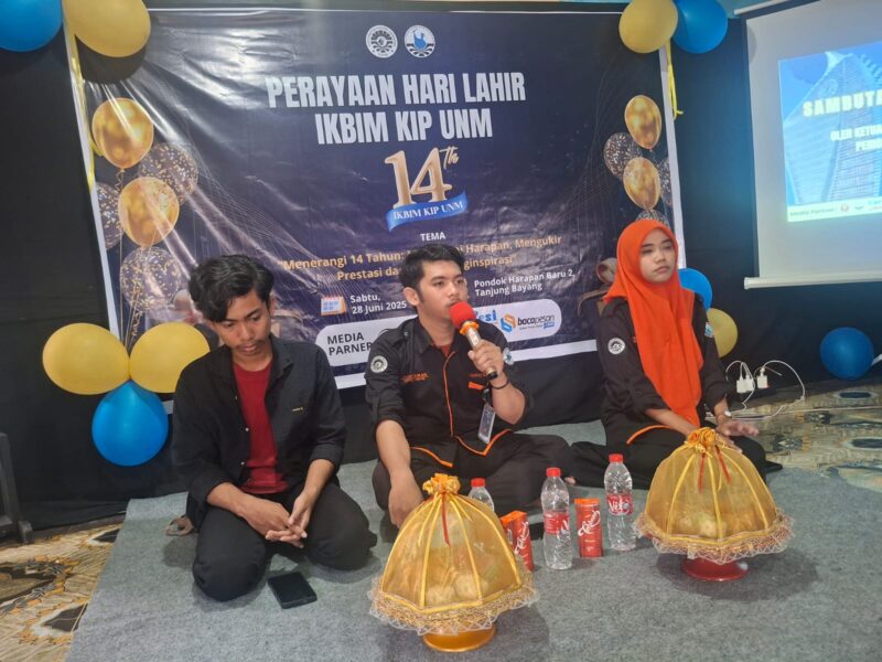 Sambutan dari Ketua Umum IKBIM KIP UNM Yudistiawan pada Pembukaan HARLAH Ke-14 (Foto: Humas IKBIM KIP UNM)