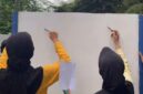 Dokumentasi peserta DKV Camp dalam kegiatan Live Mural  (Foto : Int.)