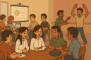Ilustrasi mahasiswa sedang menerapkan gaya belajar sesuai dengan kepribadiannya masing-masing, (Foto : AI)