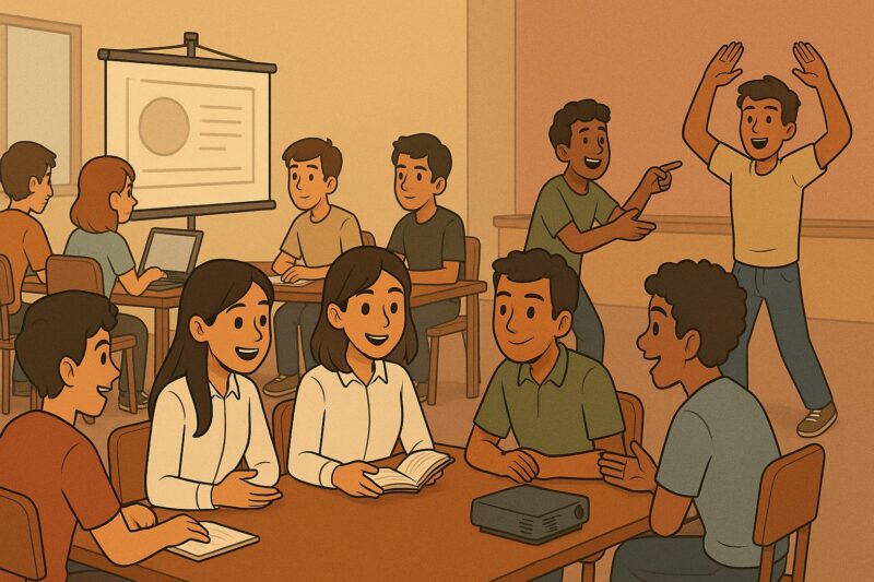 Ilustrasi mahasiswa sedang menerapkan gaya belajar sesuai dengan kepribadiannya masing-masing, (Foto : AI)