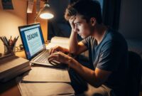 Ilustrasi Mahasiswa jika dikejar Deadline, (Foto: AI.)