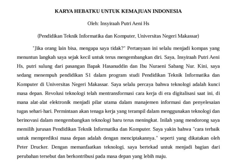Contoh Penulisan Esai yang Menarik Dengan Tema Esai Beasiswa Unggulan 2024, (Foto: Ist.)