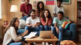 Ilustrasi Mahasiswa yang sedang menikmati libur semester dengan berorganisasi (Foto: Ai)