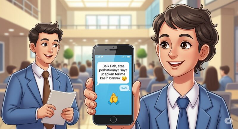 Ilustrasi  isi chat ya sopan dari mahasiswa kepada dosen, (Foto: AI)
