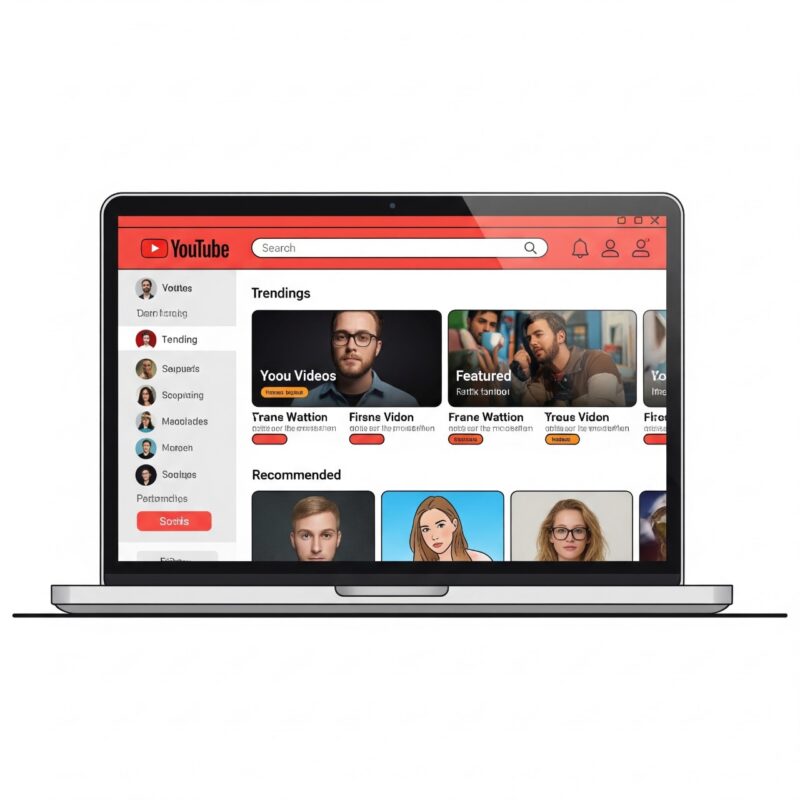 Ilustrasi menu beranda pada platform YouTube, (Foto : AI)