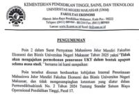 Surat pengumuman resmi oleh dekan Fakultas Ekonomi dan Bisnis (FEB) terkait dengan isu UKT Jalur Mandiri, (Foto: Ist.)