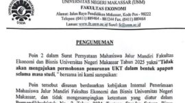 Surat pengumuman resmi oleh dekan Fakultas Ekonomi dan Bisnis (FEB) terkait dengan isu UKT Jalur Mandiri, (Foto: Ist.)