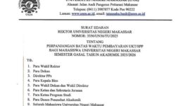 Surat edaran Rektor UNM mengenai perpanjangan batas waktu pembayaran UKT, (Foto: Ist.)
