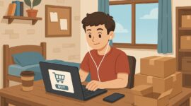 Ilustrasi Mahasiswa Jualan Online Dari Kamar Kos, (Foto: AI.)
