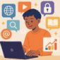 Ilustrasi Seseorang Meningkatkan Literasi Digital Melalui Perangkat Teknologi, (Foto: AI.)