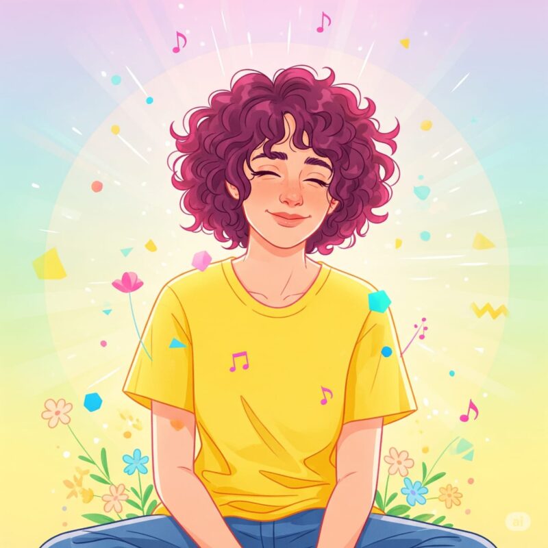 Ilustrasi Seorang Mahasiswi Sedang Healing Lewat Karya Musisi, (Foto: AI.)