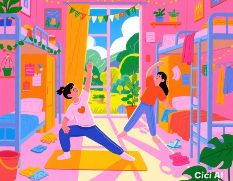 Ilustrasi Olahraga Ringan di Kamar Saat Libur Kuliah, (Foto: AI.)