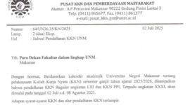 Surat Pengumuman Jadwal Pendaftaran KKN UNM, (Foto: Int.)