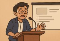 Ilustrasi Seseorang yang Gugup Saat Presentasi, (Foto: AI.)