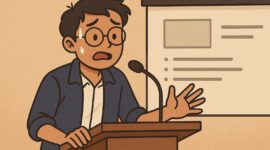 Ilustrasi Seseorang yang Gugup Saat Presentasi, (Foto: AI.)